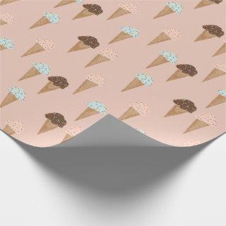 Ice cream with sprinkles pink pattern gift wrap
