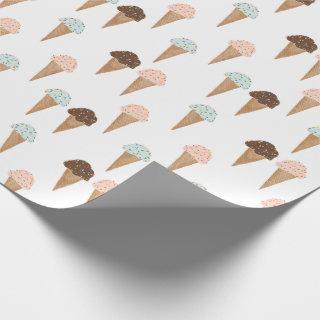 Ice cream with sprinkles white pattern gift wrap