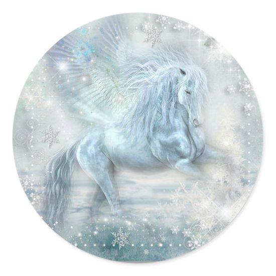 Ice Fantasy Pegasus Classic Round Sticker