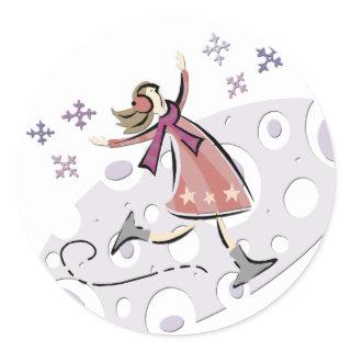 Ice Figure Skater Classic Round Sticker