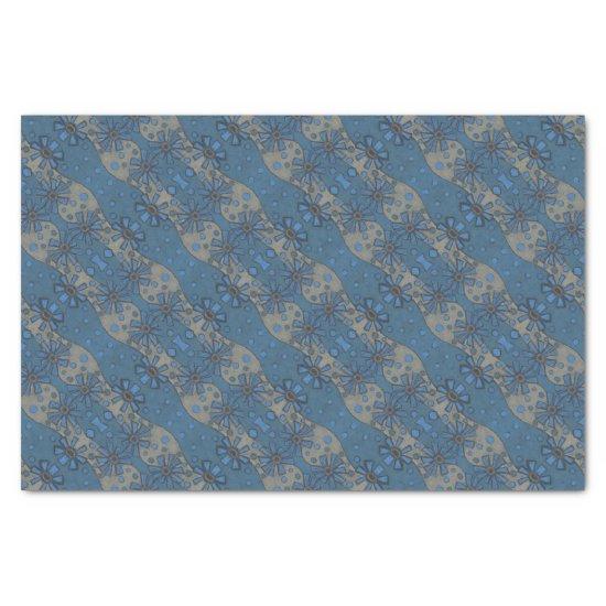 Ice flowers, blue & gray floral pattern, rustical tissue paper