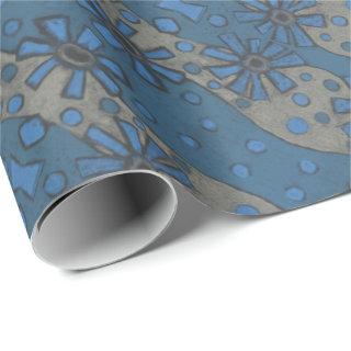 Ice flowers, blue & gray floral pattern, rustical