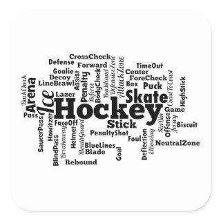 Ice Hockey Word Cloud Square Sticker