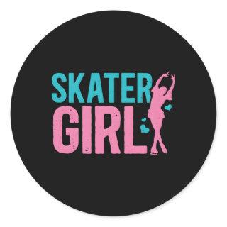 Ice Skater Figure Skaters Skating Themed Classic Round Sticker