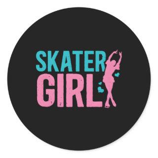 Ice Skater Figure Skaters Skating Themed Classic Round Sticker