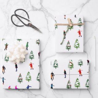 Ice Skaters Pine │ ice skating christmas winter  Sheets