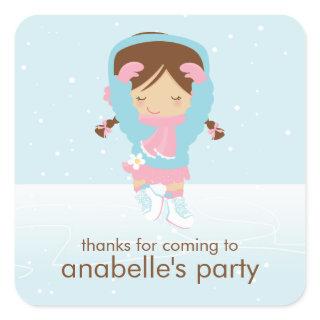 Ice Skating Party Square Sticker