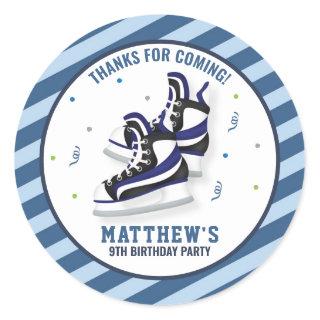 Ice Skating Shoes Birthday Blue Thank You Favor Classic Round Sticker