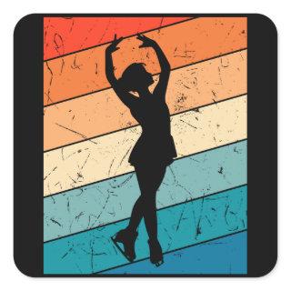 ICE SKATING VINTAGE Figure Skating Gift Ice Square Sticker