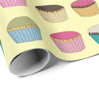 Iced Buns Cupcake  Cakes Colorful Pattern Yellow