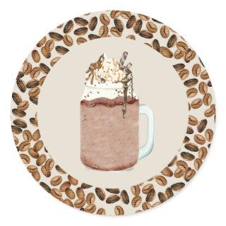 Iced Coffee Cold Brew Coffee Beans Mason Jar Class Classic Round Sticker