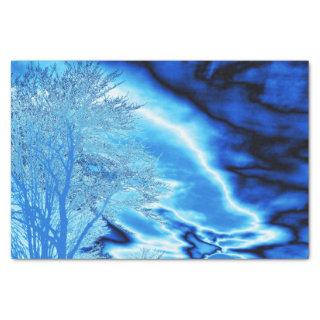 Iced Winter Tree Cobalt Blue Sky Tissue Paper