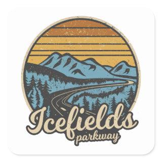 Icefields Parkway Alberta Canada Retro Square Sticker