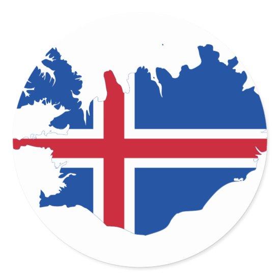 Iceland IS Ísland Flag map Classic Round Sticker