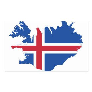 Iceland IS Ísland Flag map Rectangular Sticker