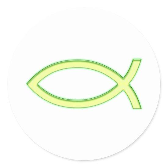 Ichthus - Christian Fish Symbol - Light Green Classic Round Sticker