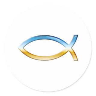 Ichthus - Christian Fish Symbol  Sky & Ground Classic Round Sticker