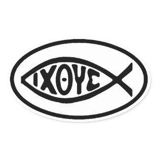 Ichthus Fish Symbol Oval Bumper Stickers