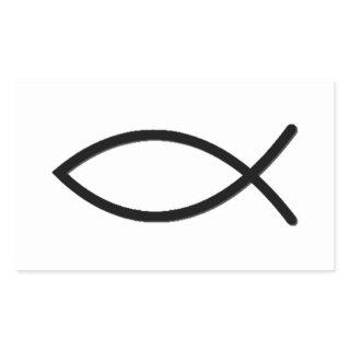 Ichthus Fish Symbol Rectangular Sticker