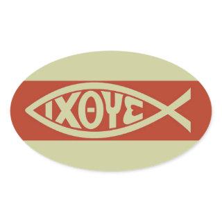 Ichthys (Christian Fish Symbol) Oval Sticker