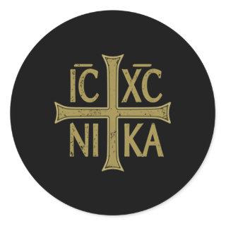 Icxc Nika Christogram Cross Orthodox Christian Dis Classic Round Sticker