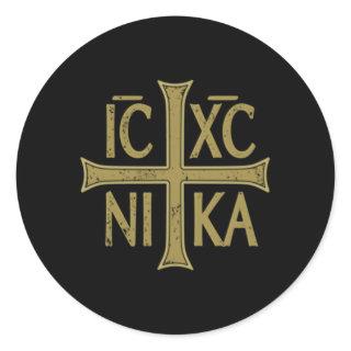 Icxc Nika Christogram Cross Orthodox Christian Dis Classic Round Sticker