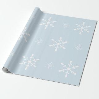 Icy Pastel Blue with White Snowflakes | Christmas