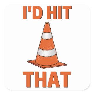 I'd hit that funny autocross orange cone men women square sticker