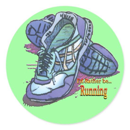 I'd Rather Be Running - Sneakers Classic Round Sticker