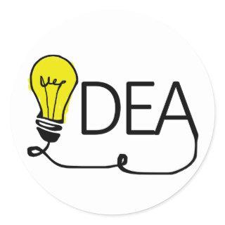 Idea Lightbulb, Light-bulb Classic Round Sticker
