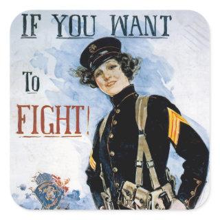 If You Want to Fight! ~ Join the Marines Square Sticker