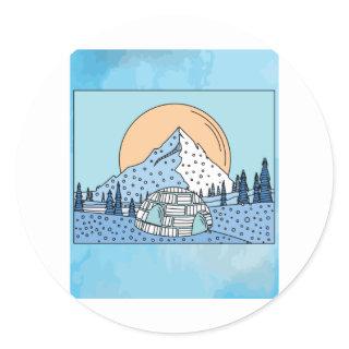 Igloo snow and ice landscape classic round sticker