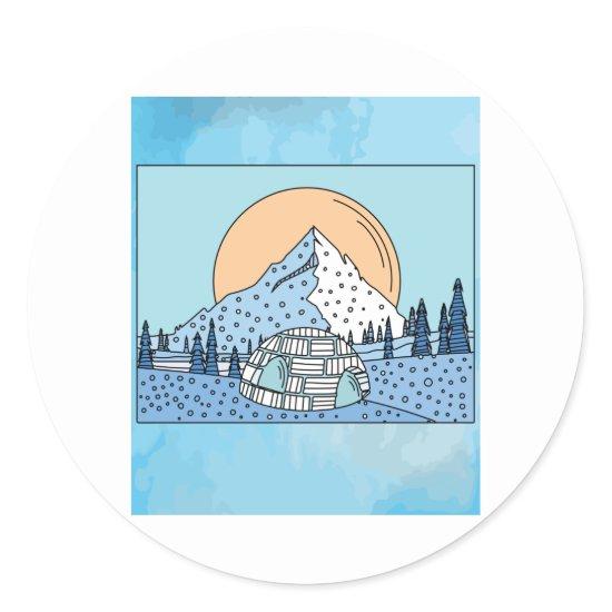 Igloo snow and ice landscape classic round sticker