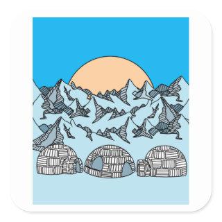 Igloo snow and ice landscape square sticker