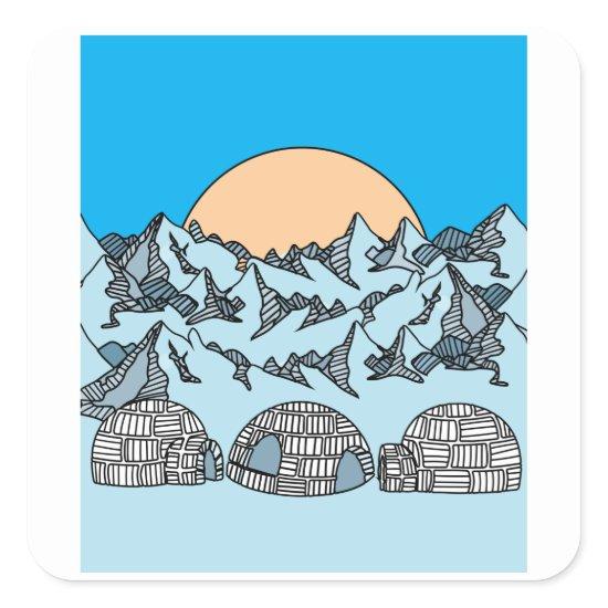 Igloo snow and ice landscape square sticker