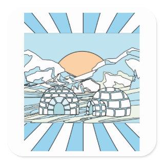 Igloo snow and ice landscape square sticker
