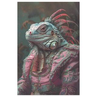 Iguana Pink Teal Furniture Decoupage Tissue Paper