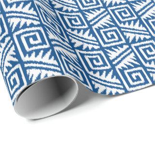 Ikat Aztec Tribal - Cobalt Blue and White