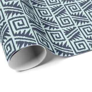 Ikat Aztec Tribal - Indigo and Light Blue