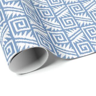 Ikat Aztec Tribal - Sky Blue and White