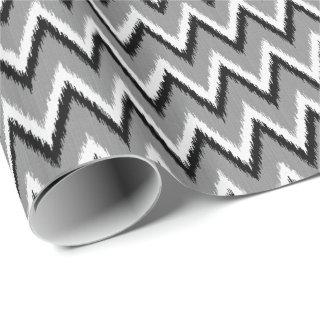 Ikat Chevron Stripes - Grey / Gray, Black & White