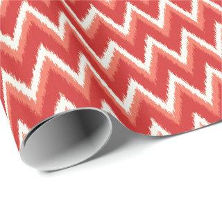 Ikat Chevron Stripes - Rust Orange and White