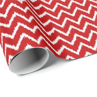 Ikat Chevrons - Deep red and white