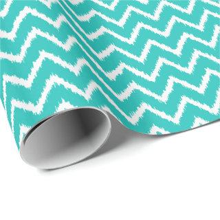 Ikat Chevrons - Turquoise and white