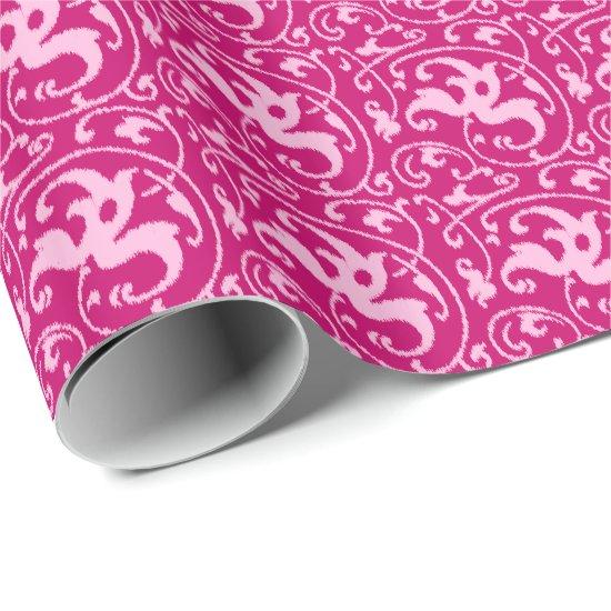 Ikat Floral Damask - Fuchsia and Pale Pink