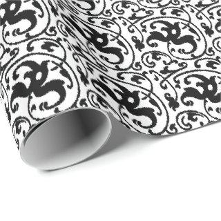 Ikat Floral Damask - White and Black