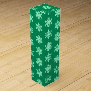 Ikat Snowflakes - Pine and mint green Wine Gift Box