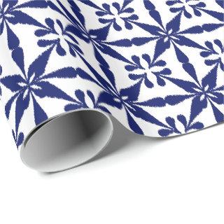 Ikat Star Pattern - Navy Blue and White