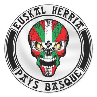 Ikurriña skull classic round sticker