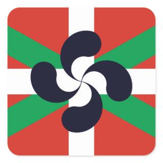 Ikurrina with Lauburu symbol Square Sticker